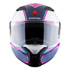 Casco Spartan Fenix Slab Blanco Turquesa Rosado