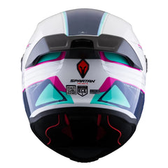 Casco Spartan Fenix Slab Blanco Turquesa Rosado