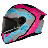 Casco Spartan Hawk First Gris Azul Rosado