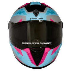 Casco Spartan Hawk First Gris Azul Rosado