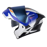 Casco X One X-3000Rs Advance Blanco Azul Visor Iridium Azul