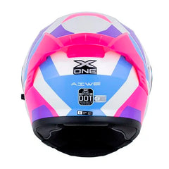 Casco X_One X-3000Rs Aiwe Blanco Perlado Fucsia Visor Iridium Morado