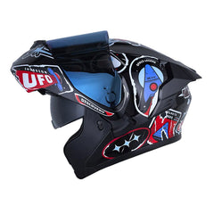 Casco X One X-3000Rs Discovery Negro Rojo Visor Iridium Azul