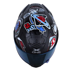 Casco X One X-3000Rs Discovery Negro Rojo Visor Iridium Azul
