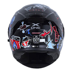 Casco X One X-3000Rs Discovery Negro Rojo Visor Iridium Azul