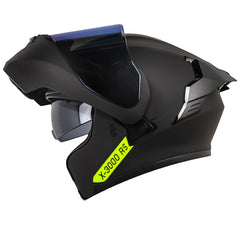 Casco X_One X-3000Rs Solid Negro Amarillo Neon Visor Iridium Azul