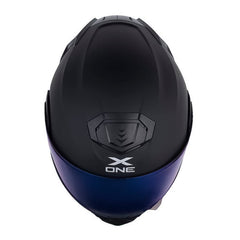 Casco X_One X-3000Rs Solid Negro Amarillo Neon Visor Iridium Azul