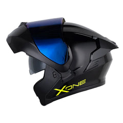 Casco X One X-3000Rs Solid_V2 Negro Amarillo Neon Visor Iridium Azul