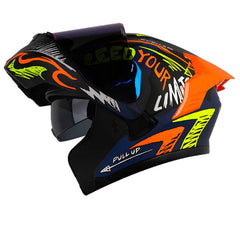 Casco X One X-3000 Rs Light Up Negro Amarillo Neon Visor Iridium Azul