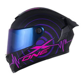 Casco X_One X-500 Rs Alive Negro Fucsia Visor Iridium Azul
