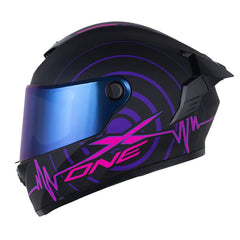 Casco X_One X-500 Rs Alive Negro Fucsia Visor Iridium Azul