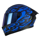 Casco X_One X-500 Rs Chaac Negro Azul Visor Iridium Azul