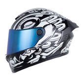 Casco X_One X-500 Rs Chaac Negro Blanco Visor Iridium Azul