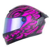 Casco X_One X-500 Rs Chaac Negro Fucsia Visor Iridium Morado