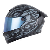 Casco X_One X-500 Rs Chaac Negro Gris Oscuro Visor Iridium Azul