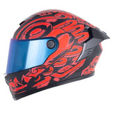 Casco X_One X-500 Rs Chaac Negro Rojo Visor Iridium Azul