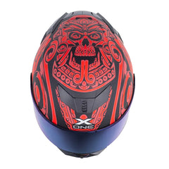 Casco X_One X-500 Rs Chaac Negro Rojo Visor Iridium Azul