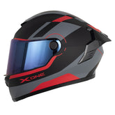 Casco X_One X-500 Rs Mykel Negro Rojo Visor Iridium Azul