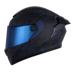 Casco X_One X-500 Rs Nwize Gris Oscuro Azul Oscuro Visor Iridium Azul
