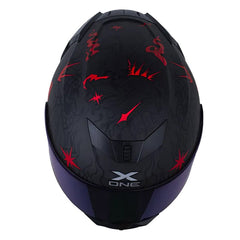 Casco X_One X-500 Rs Nwize Gris Oscuro Rojo Visor Iridium Azul