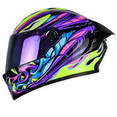 Casco X_One X-500 Rs Orochi Negro Fucsia Visor Iridium Morado