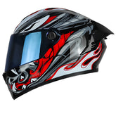 Casco X_One X-500 Rs Orochi Negro Gris Visor Iridium Azul