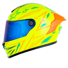 Casco X_One X-500 Rs Scrawl Amarillo Neon Naranja Neon Visor Iridium Azul