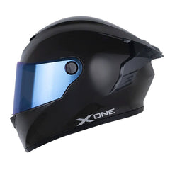 Casco X_One X-500 Rs Solid Gris Oscuro Silver Visor Iridium Azul