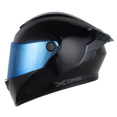 Casco X_One X-500 Rs Solid Negro Gris Oscuro Visor Iridium Azul