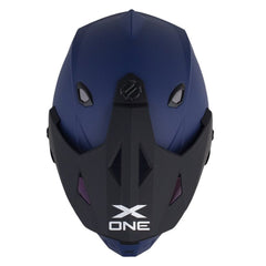 Casco X One X-Mx328 Dv Solid Azul Oscuro Negro Visor Iridium Azul