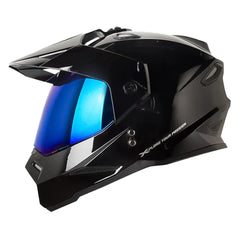Casco X-One X-Mx328 Dv Solid Negro Silver Visor Iridium Azul