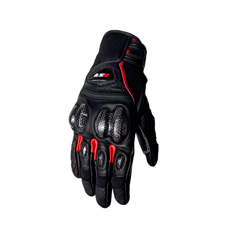 Guantes Ls2 Spark_2 Leather_Ma Negro Rojo
