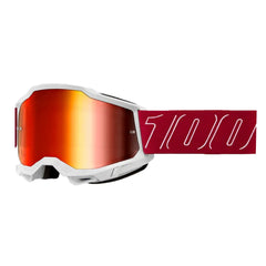 Lentes Cross 100% Accuri 2 Redline Blanco Visor Rojo
