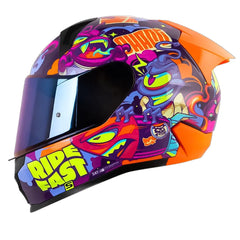 Casco Shaft 560 Evo Universe Morado Naranja Neón Visor Iridium Azul
