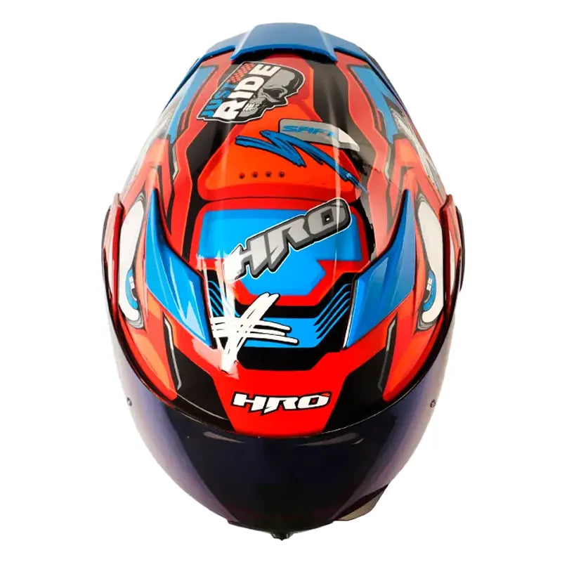 Casco Hro 3400Dv Evo Full Gas Naranja Azul Visor Iridium Azul 2