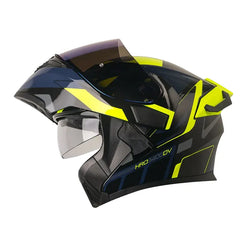 Casco Hro 3400Dv Evo Ioque Negro Amarillo Visor Iridium Azul