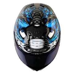 Casco Ls2 Ff808 Dragontige Negro Azul Visor Iridium Azul 3
