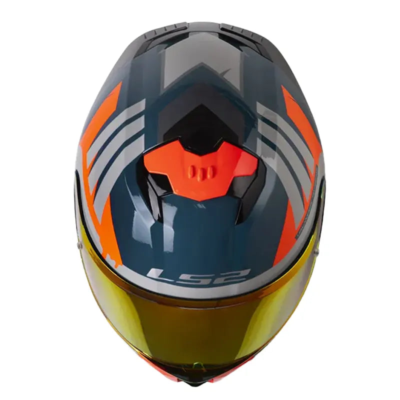 Casco Ls2 Ff808 Elece2 Azul Naranja Visor Rojo 2