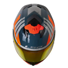Casco Ls2 Ff808 Elece2 Azul Naranja Visor Rojo 2