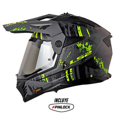 Casco Ls2 Mx-702 Crazy Negro Amarillo Visor Iridium Silver