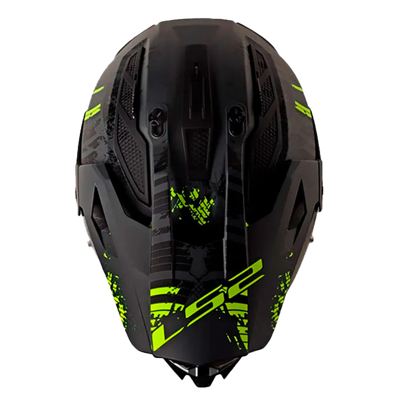Casco Ls2 Mx-702 Crazy Negro Amarillo Visor Iridium Silver 2