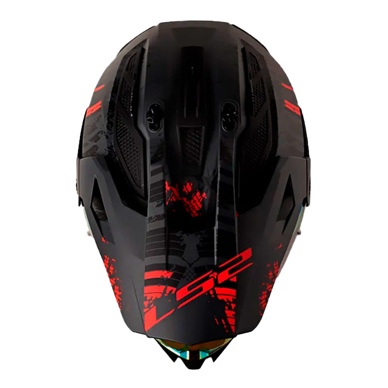 Casco Ls2 Mx-702 Crazy Negro Rojo Visor Iridium Rojo 2