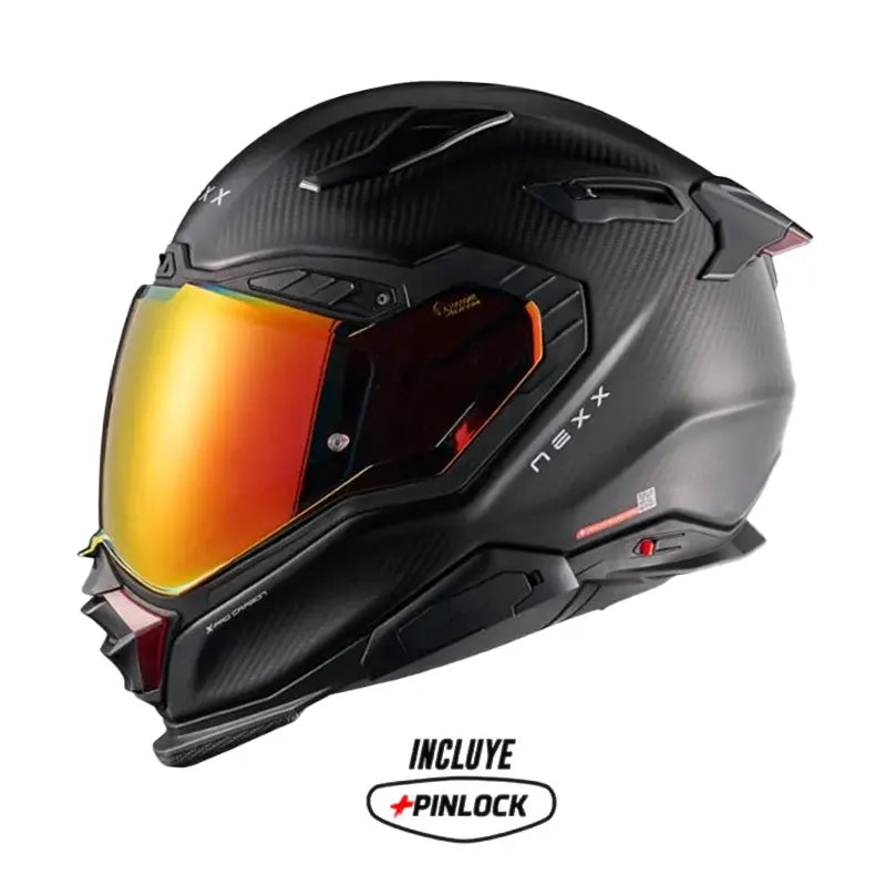 Casco Nexx Wst3 Carbon Zero Pro Negro Visor Iridium Rojo
