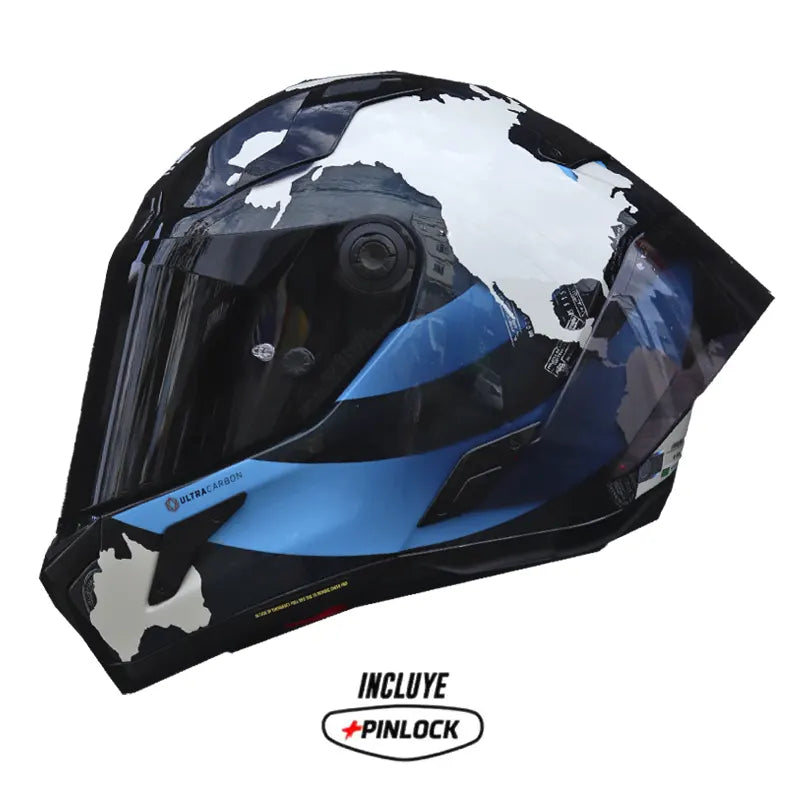 Casco Nolan X-804 Rs Carbon Checa 30Th Azul Blanco Visor Smoke 1