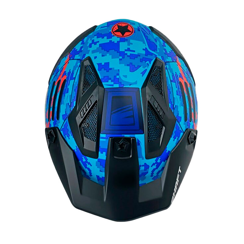 Casco Shaft 225 Pilot Stop Azul Naranja Visor Iridium Azul 2