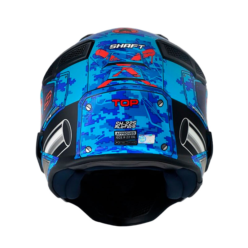 Casco Shaft 225 Pilot Stop Azul Naranja Visor Iridium Azul 3
