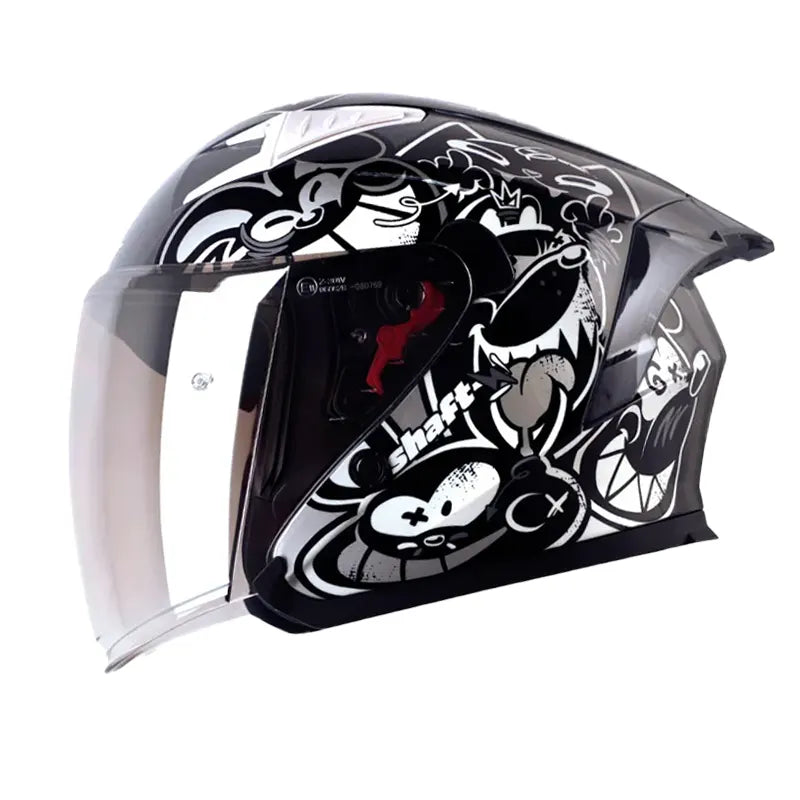 Casco Shaft 226 Gt Anymaniac Gris Oscuro Blanco Visor Iridium Silver