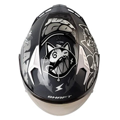 Casco Shaft 226 Gt Anymaniac Gris Oscuro Blanco Visor Iridium Silver 2