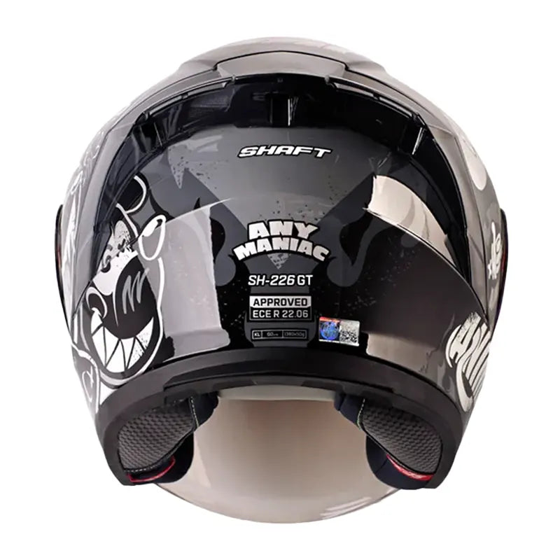 Casco Shaft 226 Gt Anymaniac Gris Oscuro Blanco Visor Iridium Silver 3