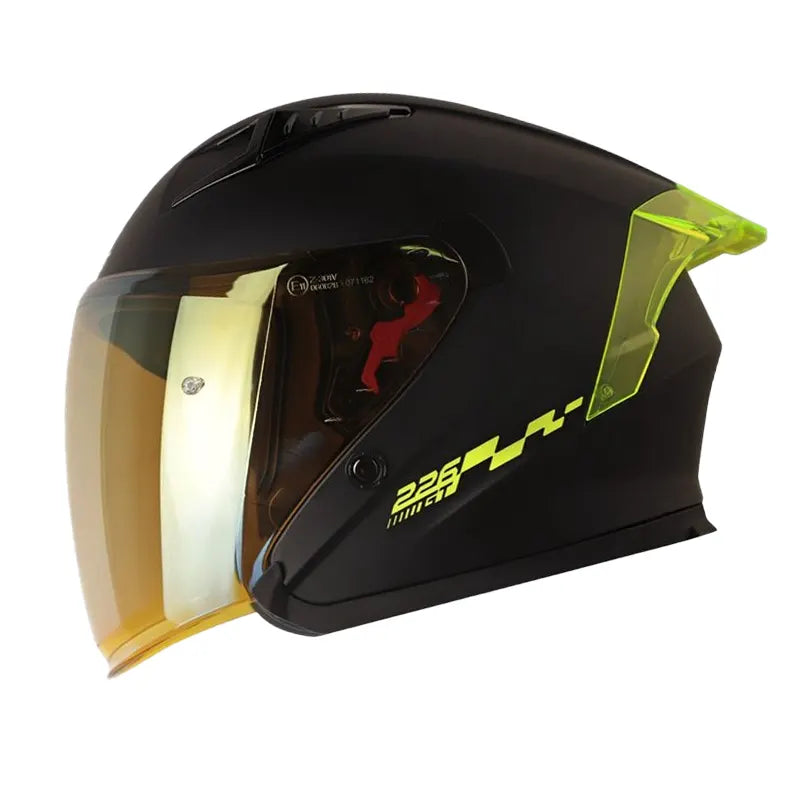 Casco Shaft 226 Gt Solid Negro Amarillo Visor Iridium Amarillo